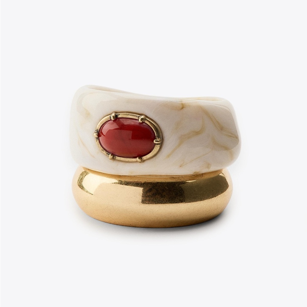 Statement Bangle Bracelet with Red Stone Accent ✨ - Picture 4 of 14
